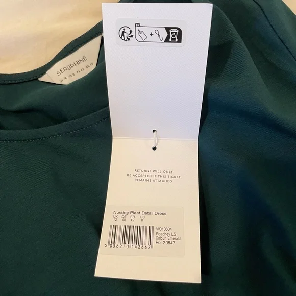 Seraphine emerald pleat nursing dress US size 8 NWT - Picture 6 of 6